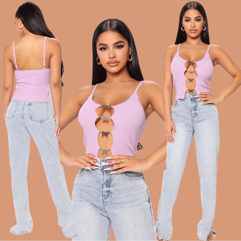 Social Escape Butterfly Top - Lavender